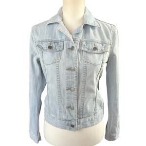 MK Michael Kors Jean Jacket Women Size XS Light Blue Stone Wash Button Up Denim